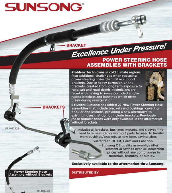 Sunsong Power Steering Hose Assemblies with Brackets